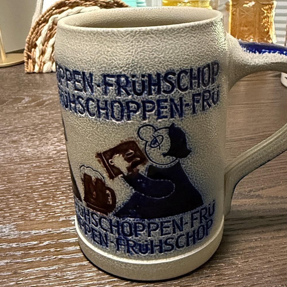 Goebel Ceramic Stein with Blue and Cream Design, not lidded